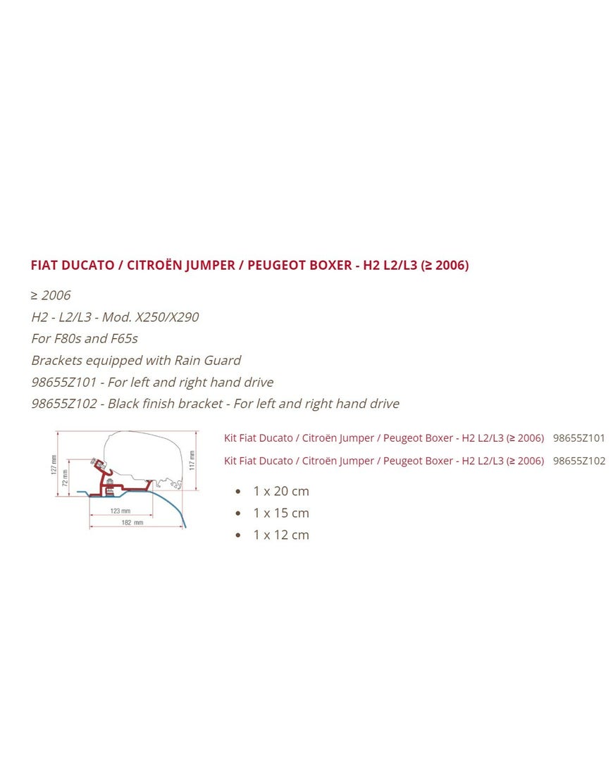 Fiamma F65/F80 Awning Fixing Kit for Fiat Ducato