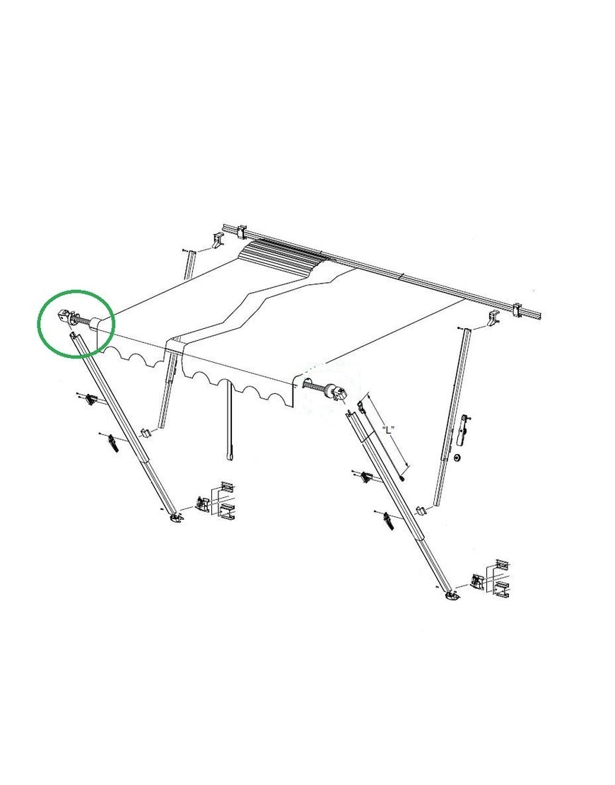 Carefree Spring Assembly Non-Cam End For 18' To 21' Awning (White)