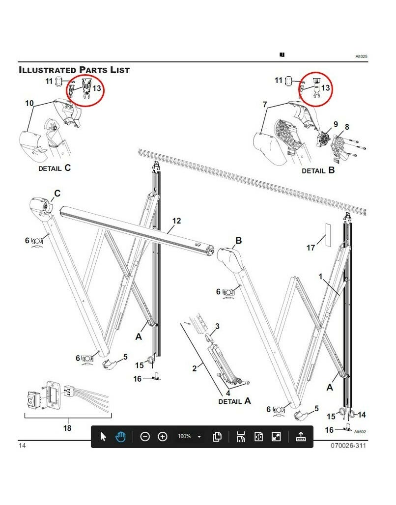 Carefree Altitude Retaining Clip Kit (L/H & R/H)