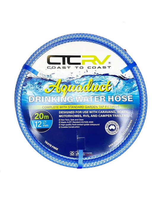 Coast RV Aquaduct 20m 12mm Blue Drinking Water Hose Kit with Fittings