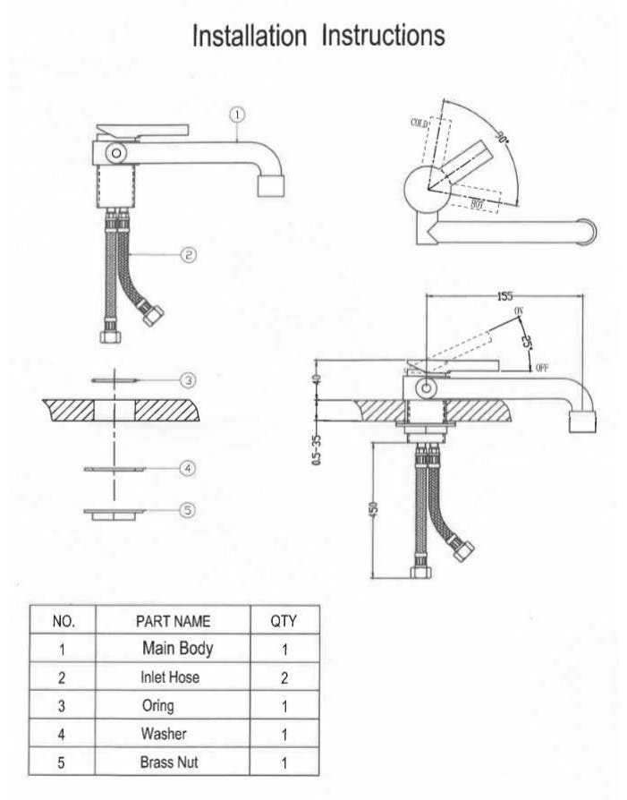 Dometic/SMEV Mixer Tap for Flush Mount Basin