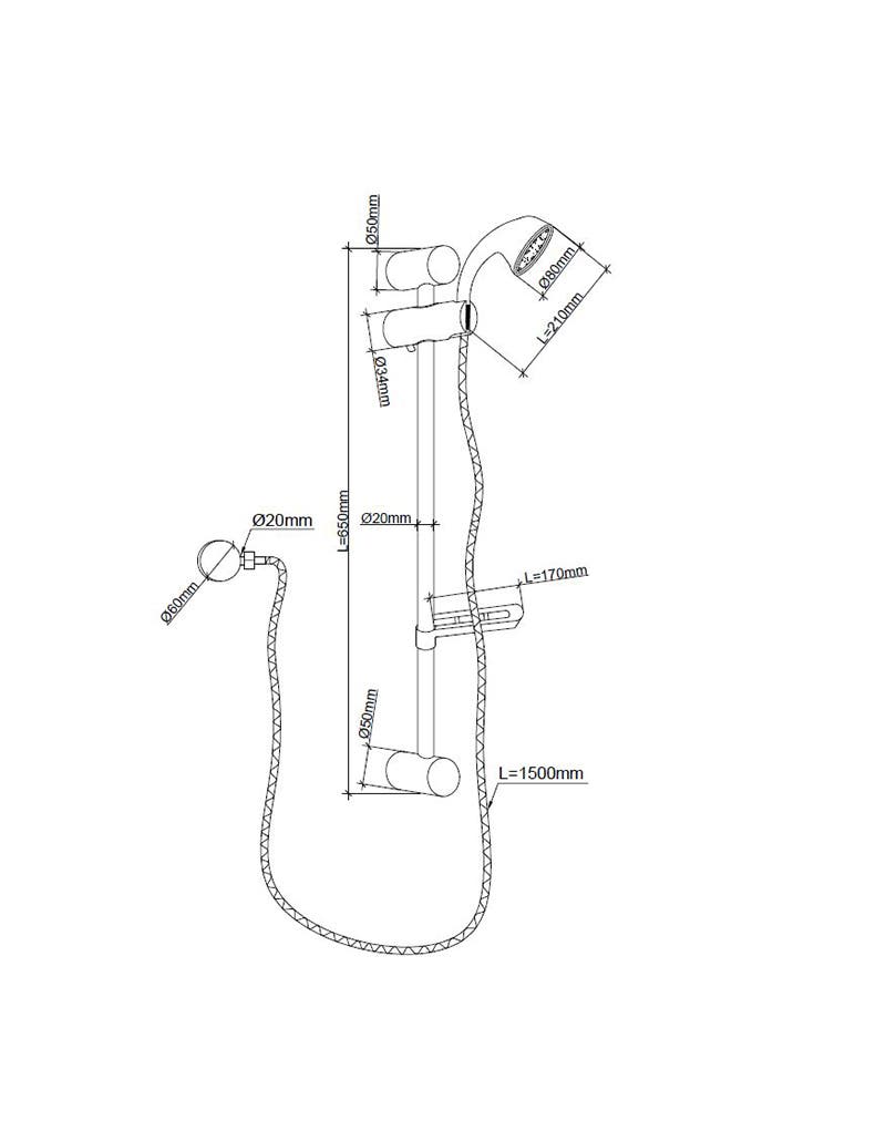 Coast RV Shower Rail with Hose & Soap Dish